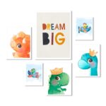 Composição 6 Quadros Quarto Infantil Dino Baby