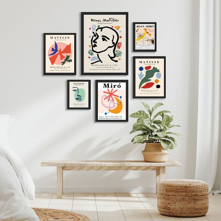 Conjunto 6 Quadros Papiers Découpés Matisse e Miró