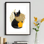 Gato Jarro de Flores 60x48 Cm