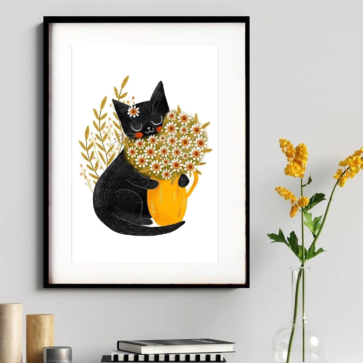 Gato Jarro de Flores 60x48 Cm