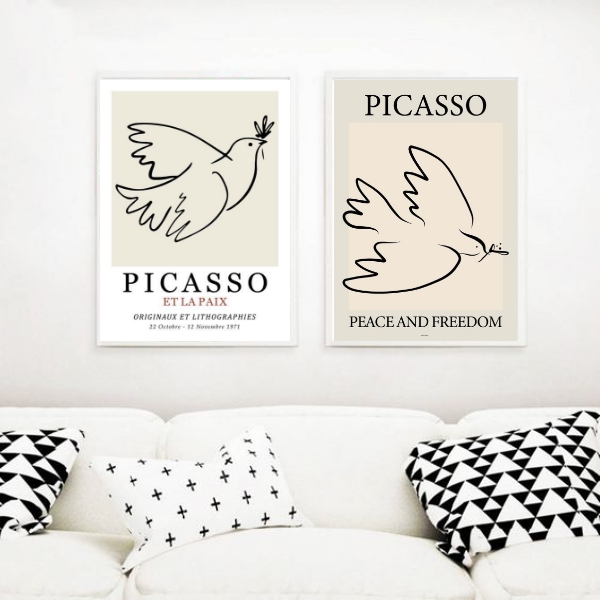 Kit 2 Quadros Arte Picasso Pomba Da Paz