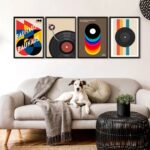 Kit 4 Quadros Abstratos Bauhaus Discos B