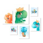 Kit 6 Quadros Quarto Infantil Dino Baby