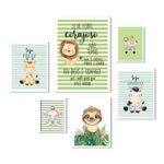 Kit 6 Quadros Quarto Infantil Safari - Listradinho