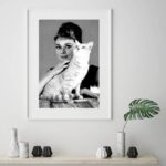 Quadro Audrey Hepburn Com Gato - 60X48 Cm