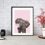 Quadro Baby Elefante Bubble Gum - 60x48 Cm