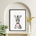 Quadro Baby Zebra Bubble Gum - 60x48 Cm