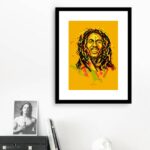 Quadro Bob Marley Amarelo - 60x48 Cm