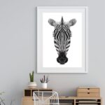 Quadro Cabeça De Zebra Geométrica- 60x48 Cm