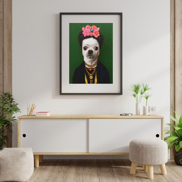 Quadro Cachorrinha Frida - 60x48 Cm