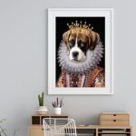 Quadro Cão Boxer Vestido Rainha- 60x48 Cm