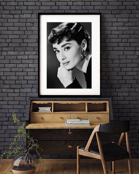 Quadro Decorativo Audrey Hepburn P&B 60x48 Cm B