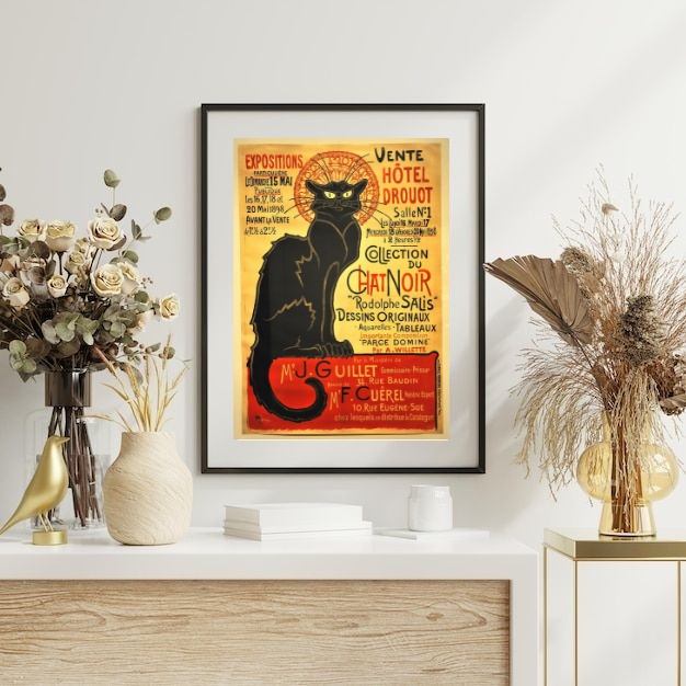 Quadro Decorativo Chat Noir- 60x48 Cm