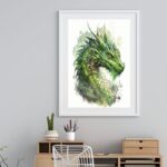 Quadro Decorativo Dragão Verde- 60x48 Cm