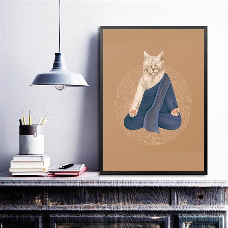 Quadro Decorativo Gato Praticando Yoga