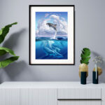 Quadro Decorativo Golfinhos Céu Azul - 60x48 Cm