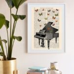 Quadro Decorativo Piano e Borboletas 60x48 Cm