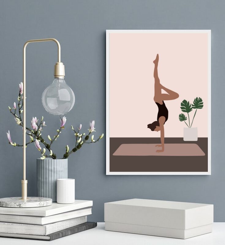 Quadro Decorativo Yoga- Mulher e Plantas