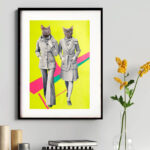 Quadro Decorativo Gatos Fashion - 60x48 Cm