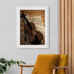 Quadro Fotografia Violino Partituras 60x48 Cm