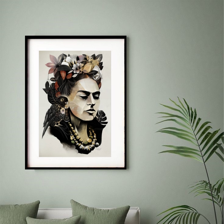 Quadro Frida Kahlo Abstrato Rústico 60x48 Cm