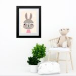 Quadro Infantil Coelhinha Nerd - 60x48 Cm