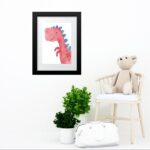 Quadro Infantil Dinossauro Vermelho - 60x48 Cm