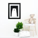 Quadro Infantil Urso Branco E Preto - 60x48 Cm