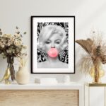 Quadro Marilyn Monroe Bubble Gum Geométrico 60x48 Cm