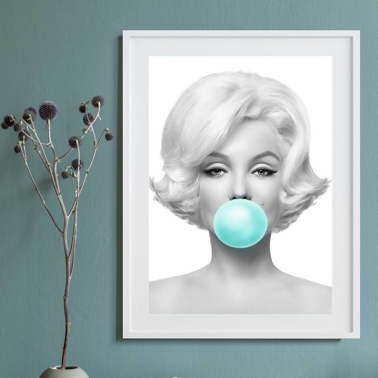 Quadro Marilyn Monroe Green Bubble Gum 60x48 Cm