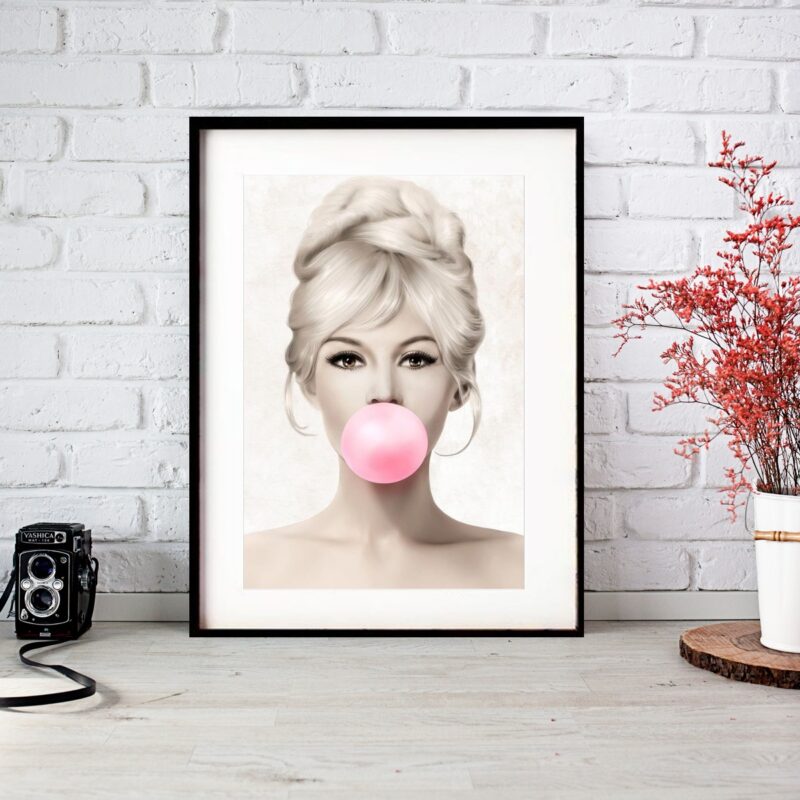 Quadro Marilyn Monroe Pink Bubble Gum 60x48 Cm