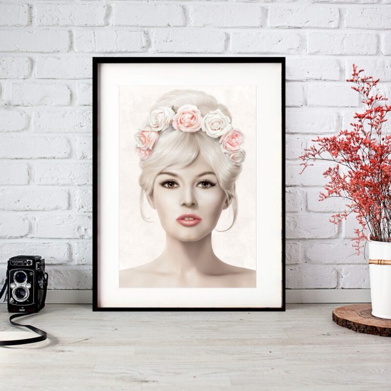 Quadro Marilyn Monroe Tiara de Flores 60x48 Cm