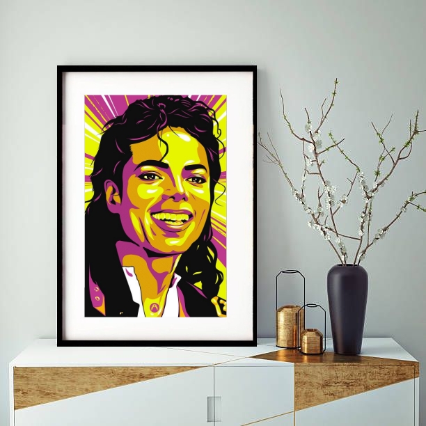 Quadro Michael Jackson Cartoon 60x48 Cm