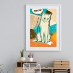 Quadro Pop Art Gato Meow - 60x48 Cm