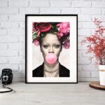 Quadro Rihanna Bubble Gum Flores 60x48 Cm