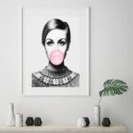 Quadro Twiggy Bola Chiclete - 60X48 Cm