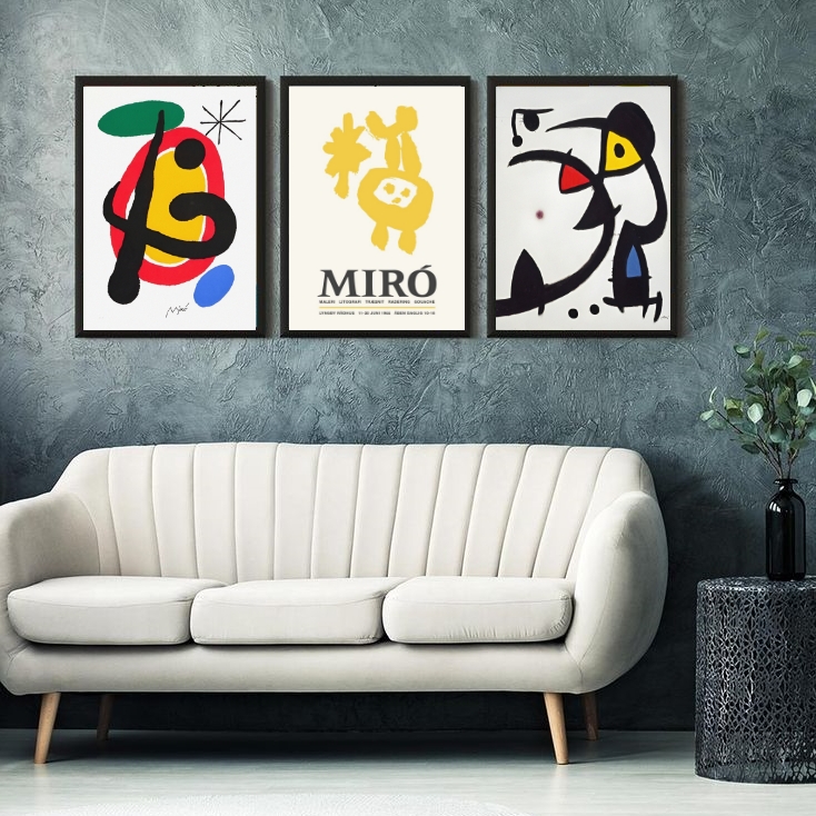 Kit 3 Quadros Abstratos Artes de Miró