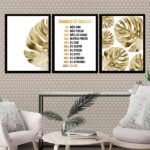 Kit 3 Quadros Motivacionais Sucesso - Dourado