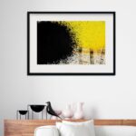 Quadro Abstrato Horizontal Amarelo e Preto - 60x48 Cm