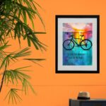 Quadro Aquarela Bike Frase - 60x48 Cm