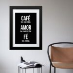 Quadro Café Amor Fé - 60x48 Cm