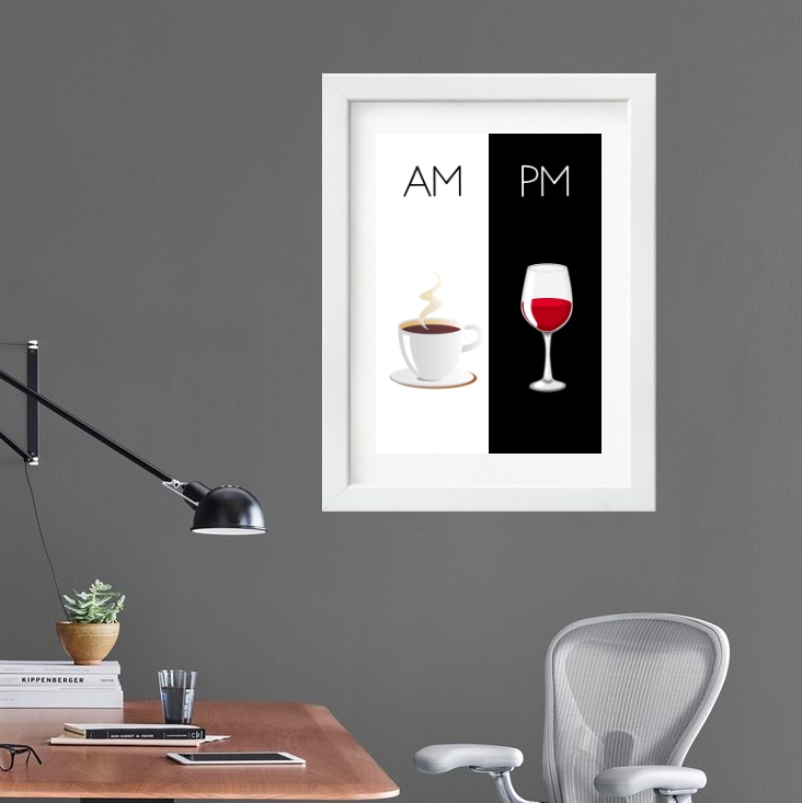 Quadro Café Vinho AM PM - 60x48 Cm