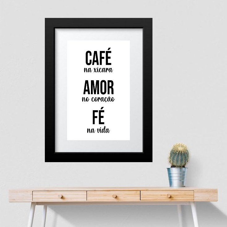 Quadro Cozinha Café Amor Fé - 60x48 Cm