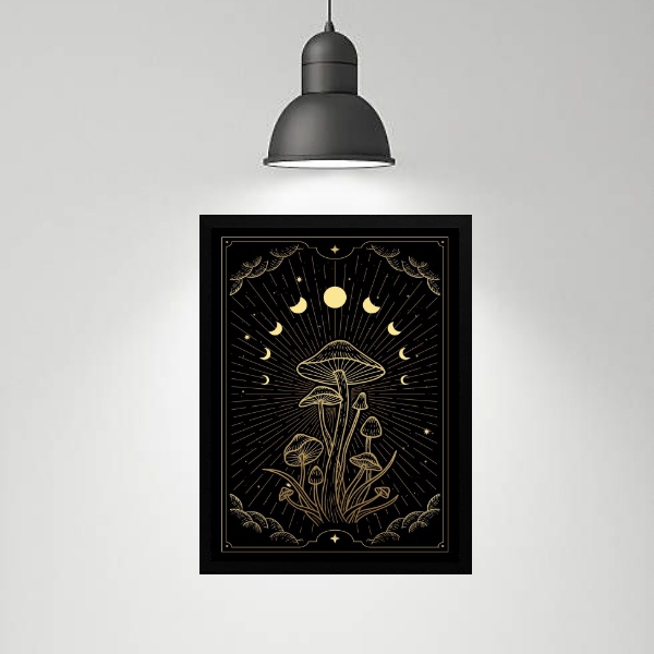 Quadro Decorativo Cogumelos Fases Da Lua