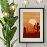 Quadro Deserto Boho Tons de Marrom - 60x48 Cm