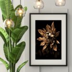 Quadro Flor Bronze Com Preto - 60x48 Cm