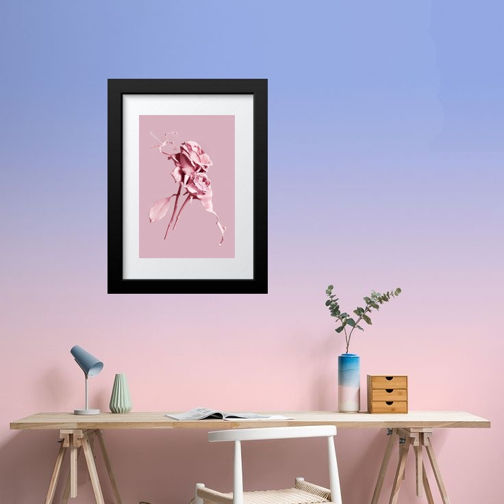 Quadro Flores De Tinta Rosa - 60x48 Cm