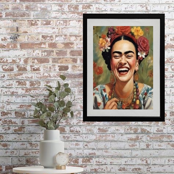 Quadro Frida Gargalhando - 60x48 Cm