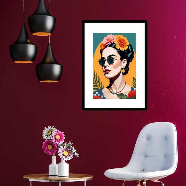 Quadro Frida Moderna de Óculos - 60x48 Cm