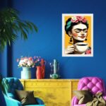 Quadro Frida Tomando Café